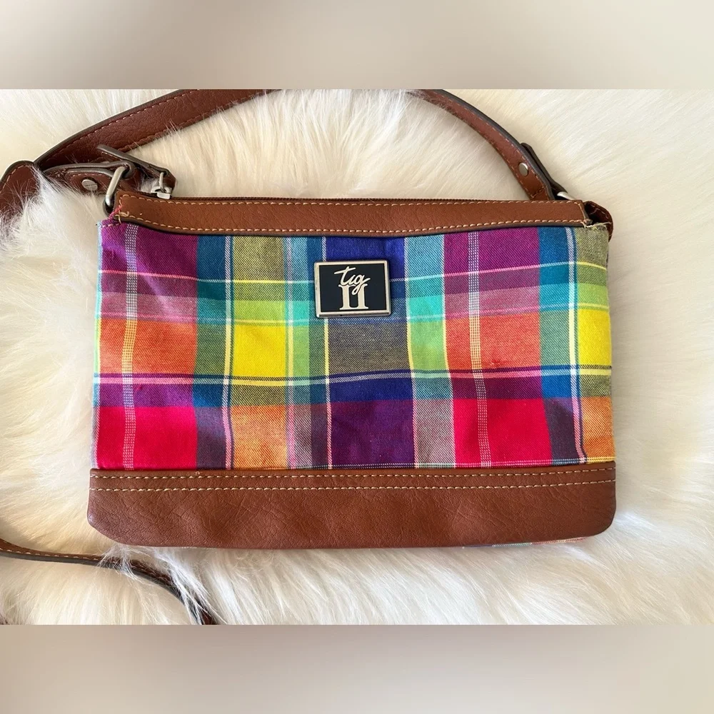 Tignanello Multicolor Plaid Crossbody Bag